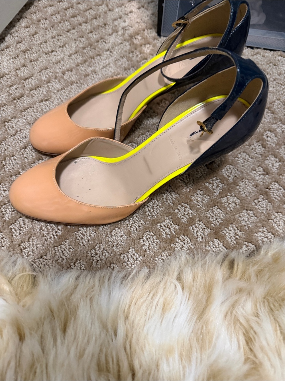 J.Crew Two-Tone Beige and Navy Women’s Ankle-Strap Pumps